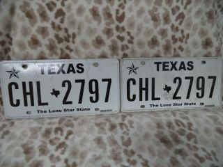 Texas Lone Star State License Plate Number Tag Pair Plates Chl 2797