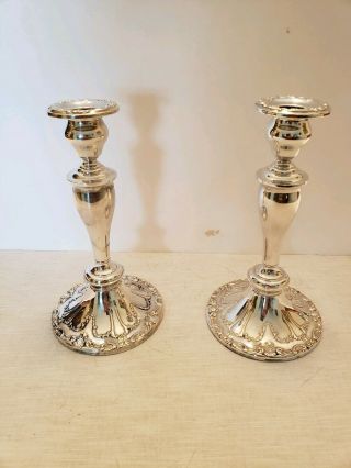 Vintage Gorham Yc 1383 Silver Plated 8 " Candlesticks Candle Holders