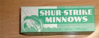 Vintage Shur - Strike Minnows Fishing Lure Box Rr - 6