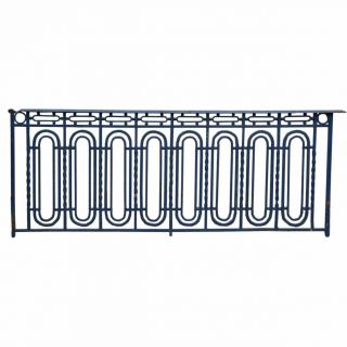 Antique Vintage French Art Deco Blue Painted Heavy Wrought Iron Balcony C.  1925