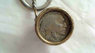 Vintage Keychain Charm: Nickel Dime Coin Holder Spring Loaded Design - Brass 1930