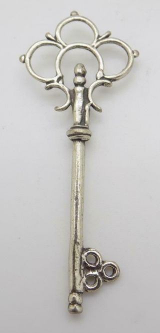 Vintage Solid Silver Italian Made Real Life Size Decorative Hallmarked Key