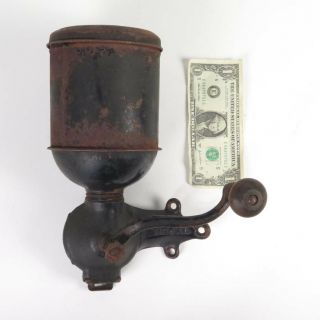 Vtg Regal coffee grinder mill wall mount hand crank cast iron tin metal 2