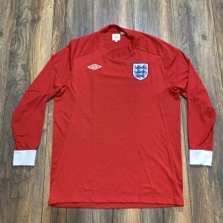 Vintage Auth Umbro England Long Sleeve Red Soccer Football Jersey Men 