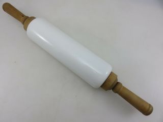 Imperial Mfg Co.  Antique Vintage Milk Glass Rolling Pin 19 " Long Ohio Usa