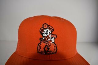 Oklahoma State Cowboys VTG Pistol Pete 80s 90s Orange Mesh Adjustable Hat Cap 2