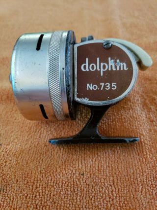 1 - Rare Vintage Collectible Dolphin Model No.  735 Spinning Fishing Reel Japan