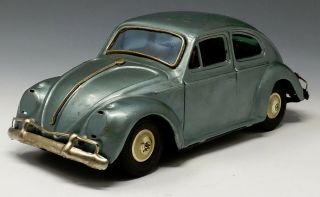 Vtg.  1960s Bandai Volkswagen Vw Beetle Tin Friction Toy Model Car,  Made In Japan