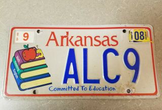 Vintage Arkansas License Plate " Comitted To Education "