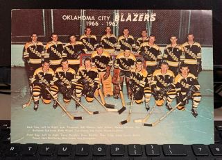 Vintage Oklahoma City Blazers 1966 - 67 Team Photo/postcard Wayne Cashman