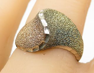 925 Sterling Silver - Vintage Two Tone Textured Band Ring Sz 7 - R8170