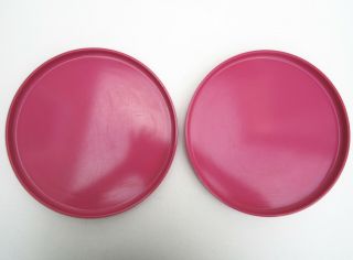 2 Heller Design By Massimo Vignelli 10 " Melamine Dinner Plates; Hot Pink Vtg