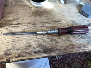 Rare Vintage Millers Falls Wood Handled Screw Holder Screwdriver