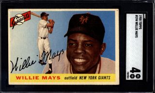1955 Topps 194 Willie Mays Giants Sgc 4 699740