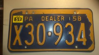 Vintage 1958 Pennsylvania Pa License Plate 12 " X 6 " Paint
