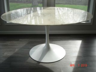 Mid Century Eames Knoll Round 54 " Dining Table With Marble Top
