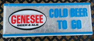 Vintage (1981) " Genesee " Beer & Ale Sign " Cold Beer To Go " (24 " X 9 - 1/2 ")