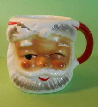 Vintage 1950s Santa Claus Head Mug Cup Winking Ceramics Japan