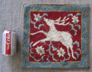 Vintage Christmas Needlepoint Pillow Sham Reindeer Xmas 14 " X14 " Holiday