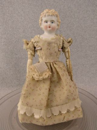 11 " Antique Bisque Shoulder Head German Parian Doll With Leather Body " Tlc "