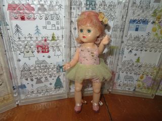 Vintage Hard Plastic Virga Lollypop Rainbow Ballerina Doll 8 " Walker Ginny Time