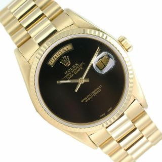 Rolex Watch Mens 36mm Day - Date 18038 Presidential Gold Black Onyx Dial