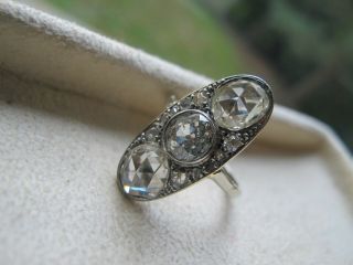 A Stunning French Antique Platinum Old Cut Diamonds Ring