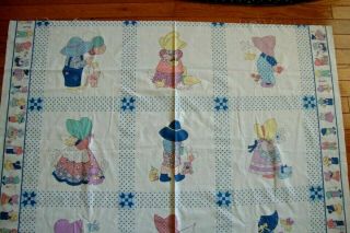 Vintage Sunbonnet Sue Cheater Quilt Fabric Panel Joan Kessler Concord 44 