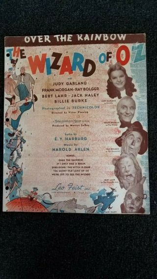 Vintage - 1939 The Wizard Of Oz " Over The Rainbow " Sheet Music - Judy Garland