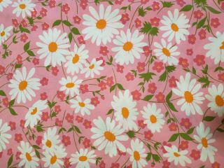Vintage Twin Flat Sheet Pink Daisies Flower Power Percale Fieldcrest