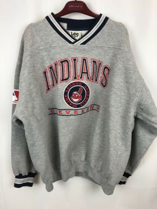 Indians Sweatshirt Lee Sport L Cotton Blend Vintage Vtg Baseball Mlb
