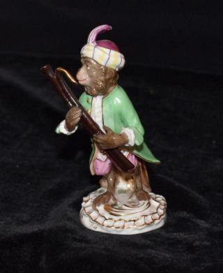Antique Sitzendorf Monkey Band Playing Bassoon by Alfred Voigt - 4.  - 4.  5 
