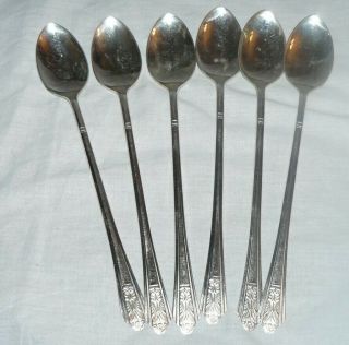 Set 6 Vintage Royal Saxony Silverplate Long Iced Tea Spoons