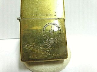 Vintage Zippo Lighter Brass Ship Uss Inchon Lph 12