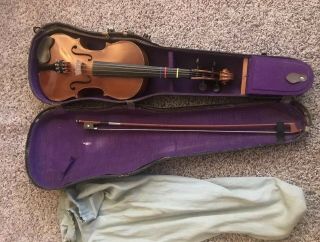 Antique Antonius Stradivarius Violin Made In Germany W/ Case Label Inside