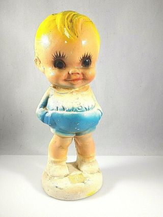 Cute Vintage Kewpie Doll Boy W/shorts Chalkware Statue Figurine Carnival Chalk