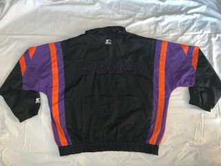 Vintage 90 ' s Phoenix Suns Starter Mens XL ZipUp Windbreaker Jacket Hideaway Hood 2