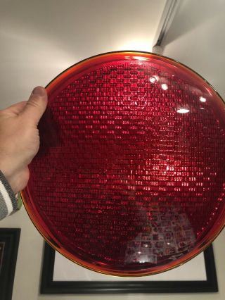 Vintage Glass Traffic Light Lens Red Wide Angle 12 " Diameter