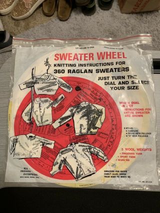 Vintage Raglan Sweater Wheel - 1969 Bea Freeman - Knitting Instruction Chart