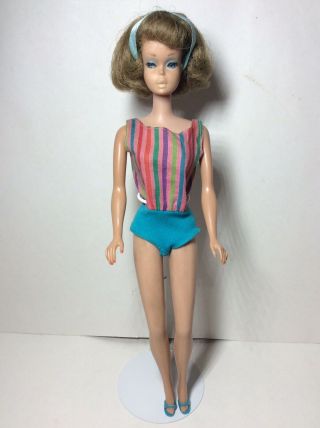Vintage Barbie Rare Gorgeous American Girl Side Part In Oss & Heels