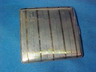 1930s Art Deco Era Sterling Silver Cigarette Case W 14k Gold Inlay Marked