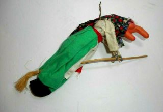 Vtg Norwegian Good Luck Kitchen Witch Christmas Colors Hanging With Broom 10 "
