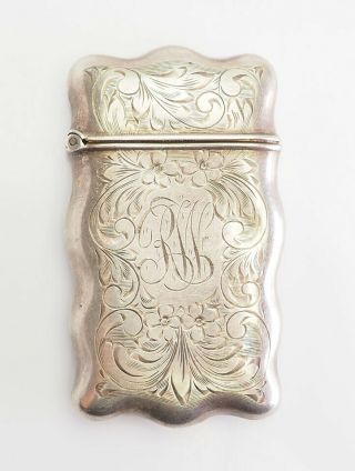 Antique Victorian Etched Ornate Sterling Silver Match Box