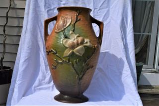 Rare Brown Roseville Pottery Floor Vase 97 - 14 " Antique Vintage