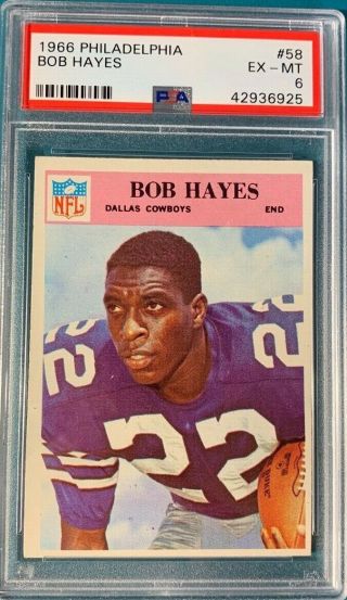 1966 Philadelphia Football 58 Bob Hayes Rookie Card Rc Psa 6