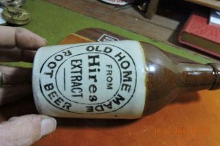 Antique Old Home Hires Root Beer Extract Crown Top 2 Tone Stoneware Crock Bottle 3