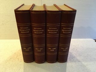 National Geographic Bound Volumes 1935 &1936 Complete With Two Maps