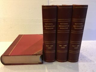 National Geographic bound volumes 1935 &1936 complete with two maps 2