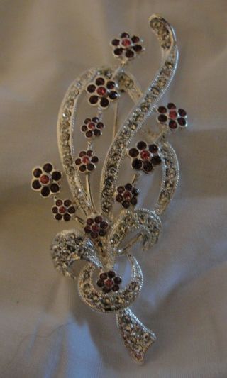 Vintage Napier Purple,  Clear Crystal Rhinestone Flower Bouquet Brooch Pin