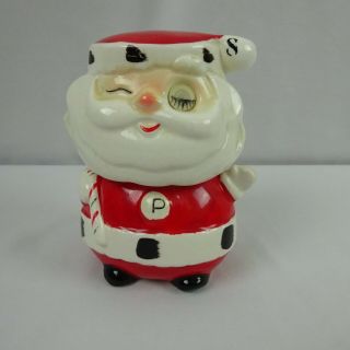 Vintage Winking Santa Salt And Pepper Stacking Shakers Commodore Japan